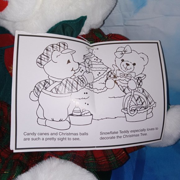 22” Collectible Snowflake Holiday Christmas White plush Teddy Bear 1996 – DanDee - Picture 6 of 8